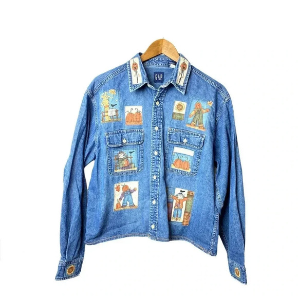 GAP Jackets & Blazers - Gap pumpkin patch Denim jacket womens Sz Medium Fall